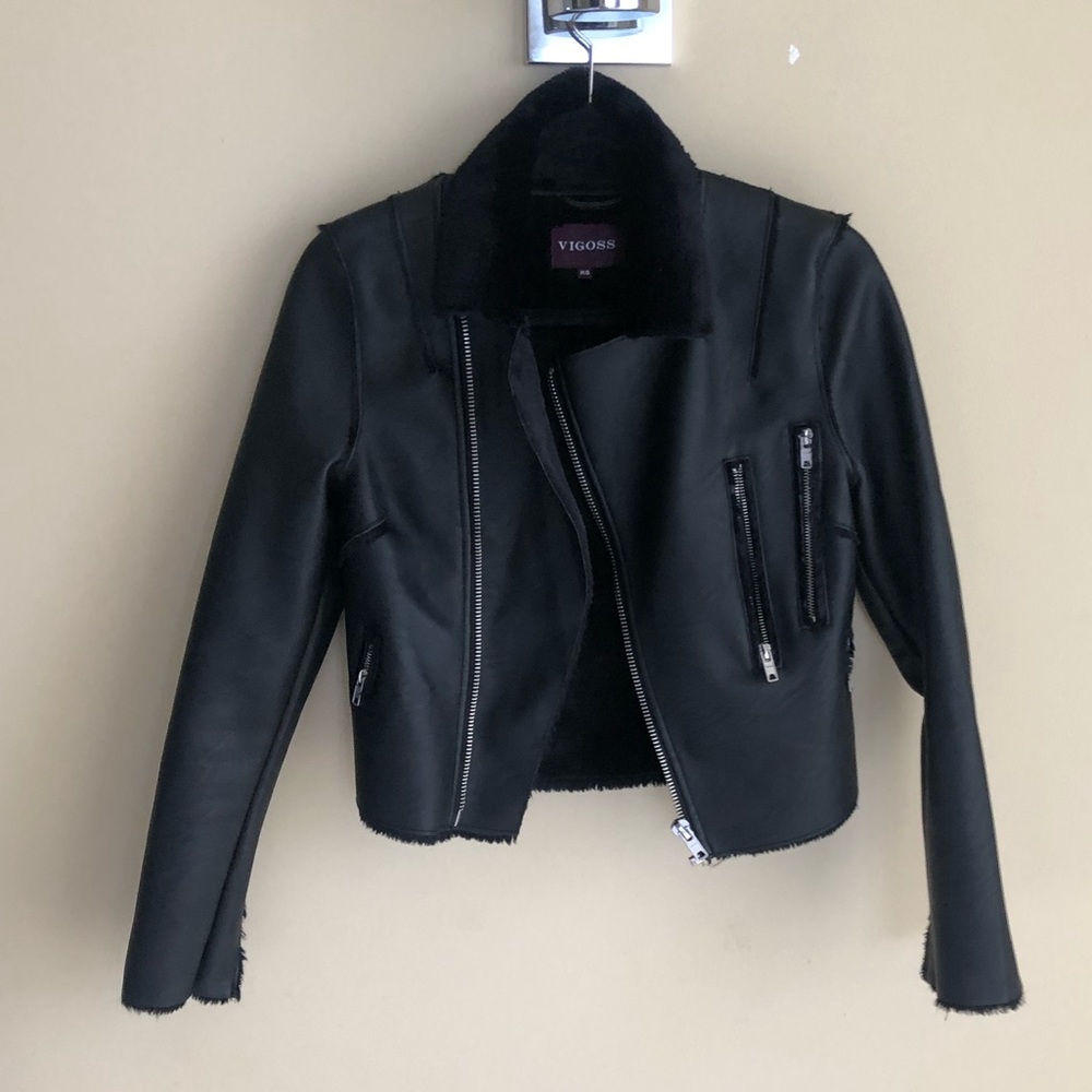 Faux leather moto jacket